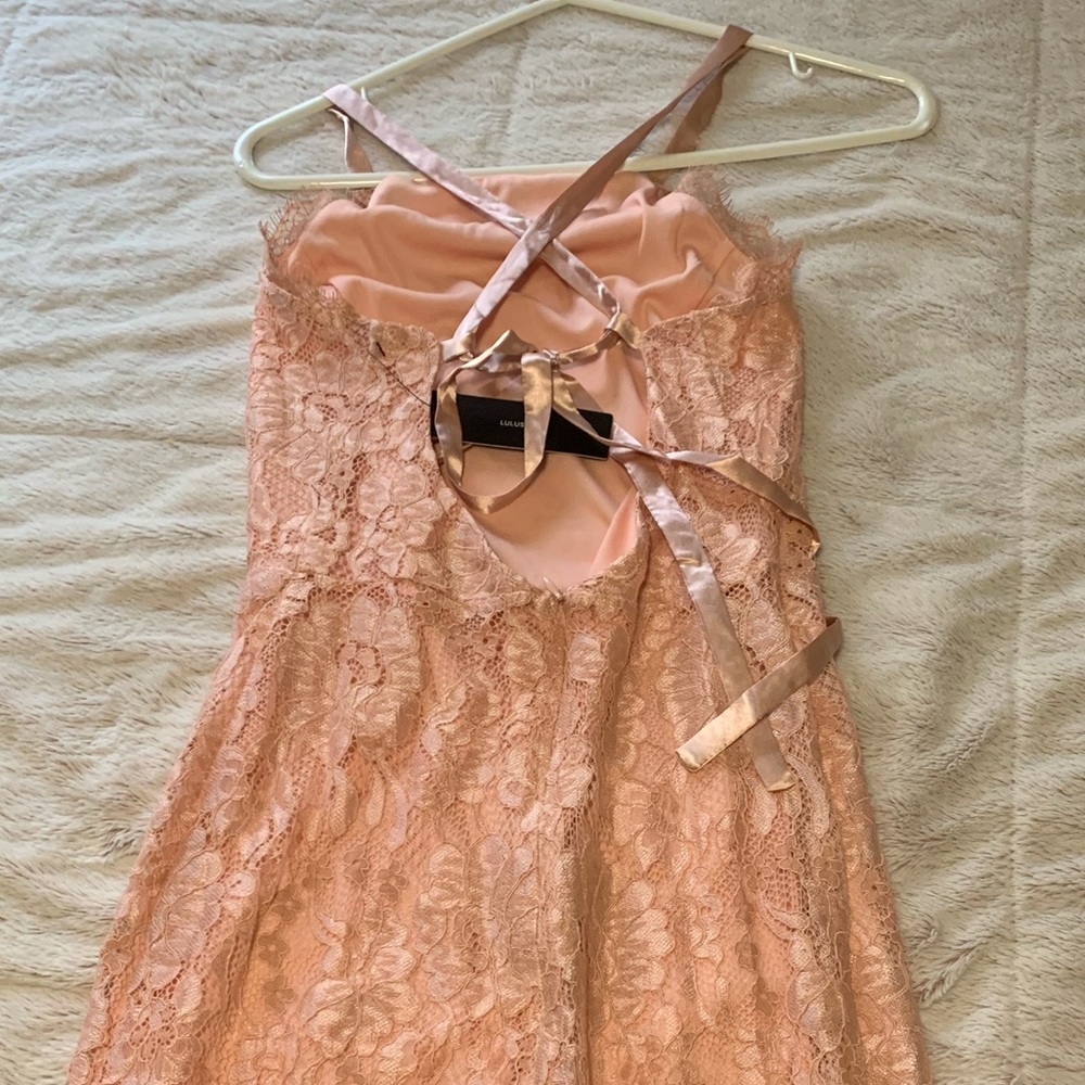 Lulu's Champagne Pink Lace Dress